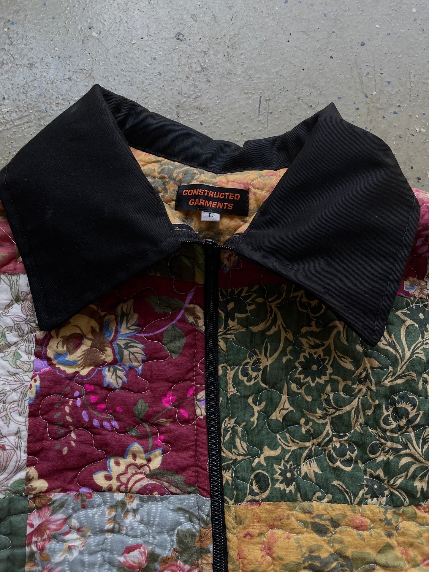 Quilted patchwork zip-up