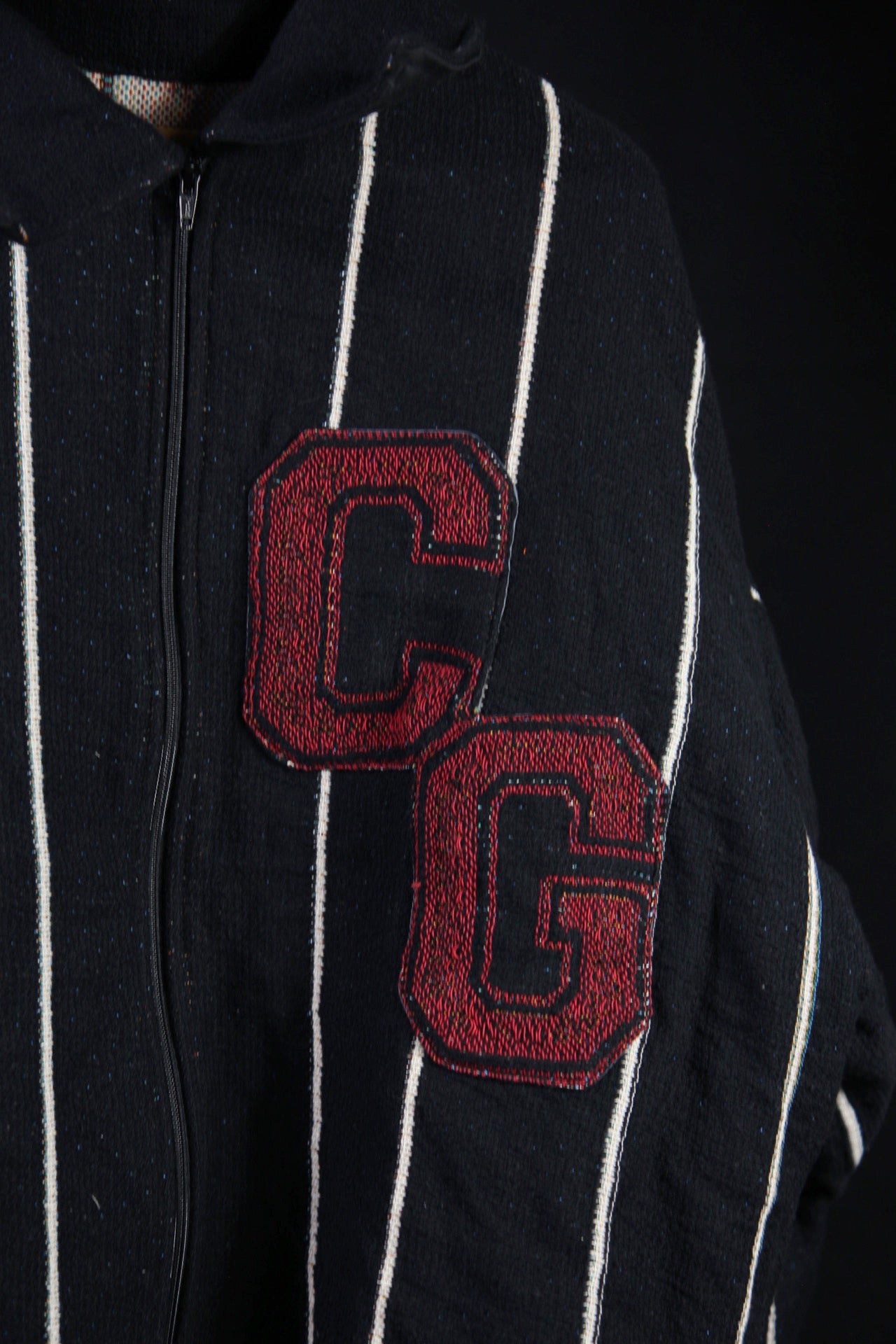Pinstripe “CG” varsity zip-up